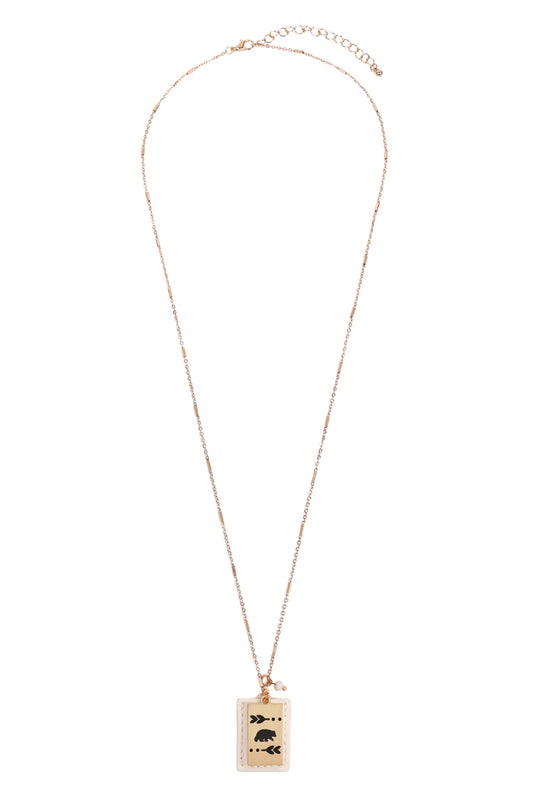 Bear Engraved Plate Pocket Necklace