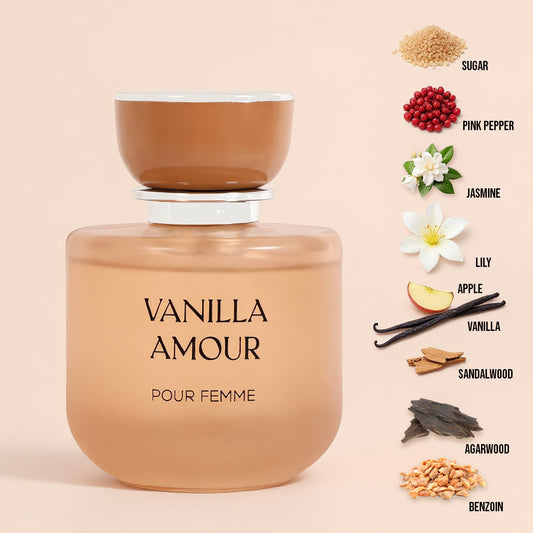 Vanilla Amour Pour Femme Spray Perfume Eau De Parfum For Women - 100ML/3.4FL.OZ./3PCS