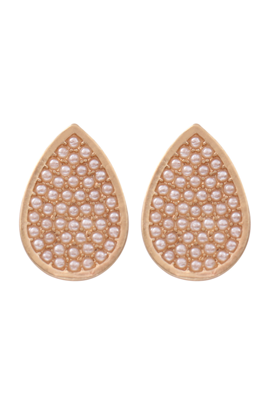 Teardrop Cast Pearl Post Earrings Gold Cream