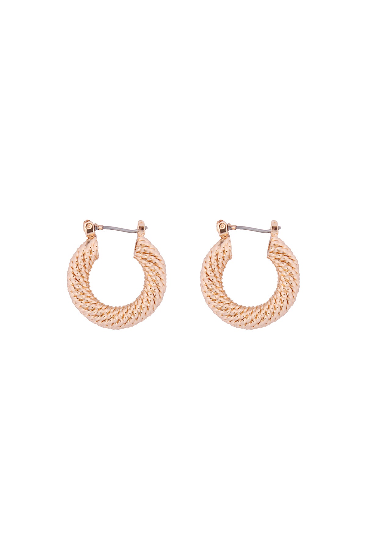Textured Hoop Latch Earrings Gold
