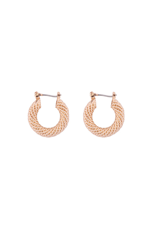 Textured Hoop Latch Earrings Gold