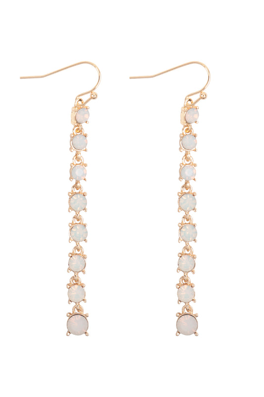 Rhinestone Linear Drop Hook Earrings Clear
