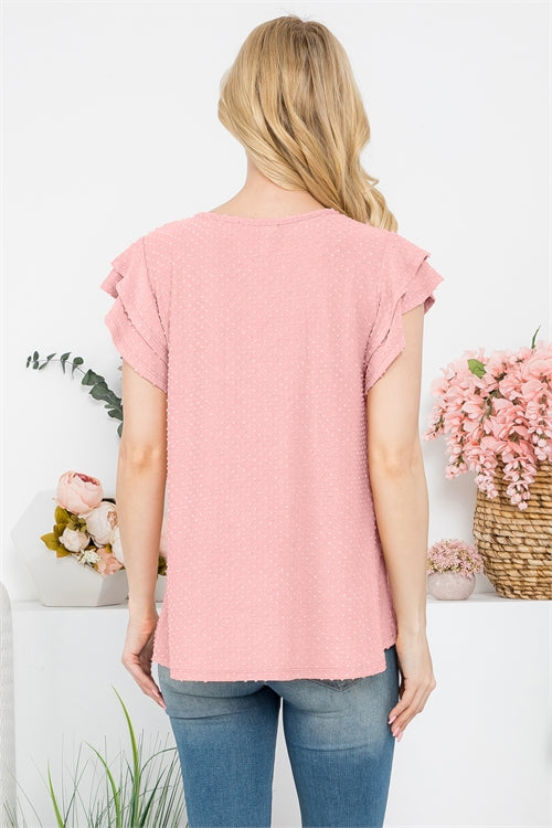 Plus Size Women’s Swiss Dot Ruffle Sleeve Blouse Top