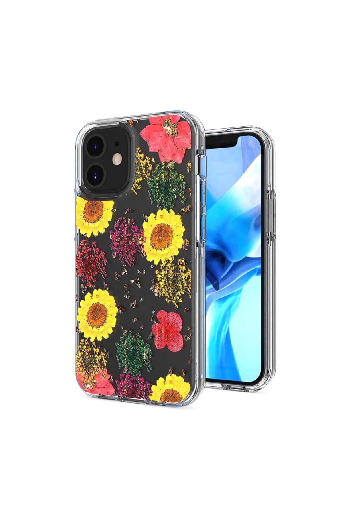iPhone 12 Mini 5.4 Floral Glitter Design Case Cover