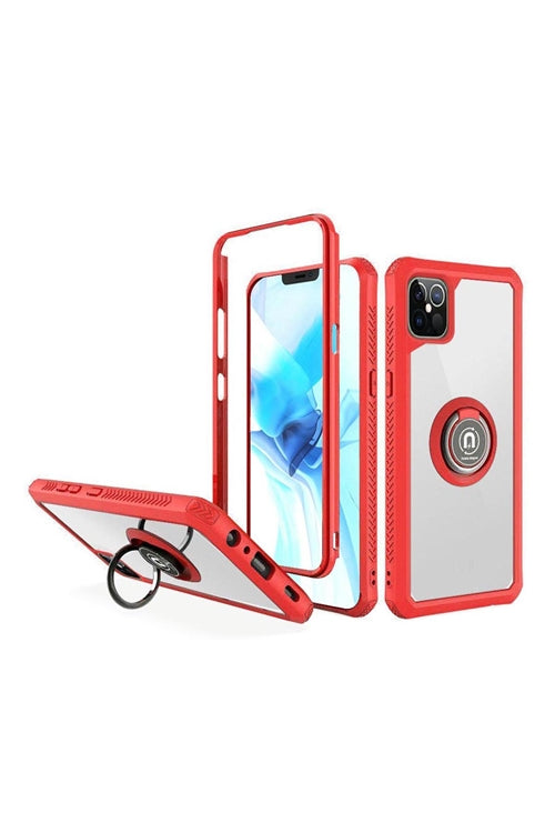 FOR iPHONE 12/PRO (6.1 ONLY) TRANSPARENT MAGNETIC RINGSTAND CASE COVER
