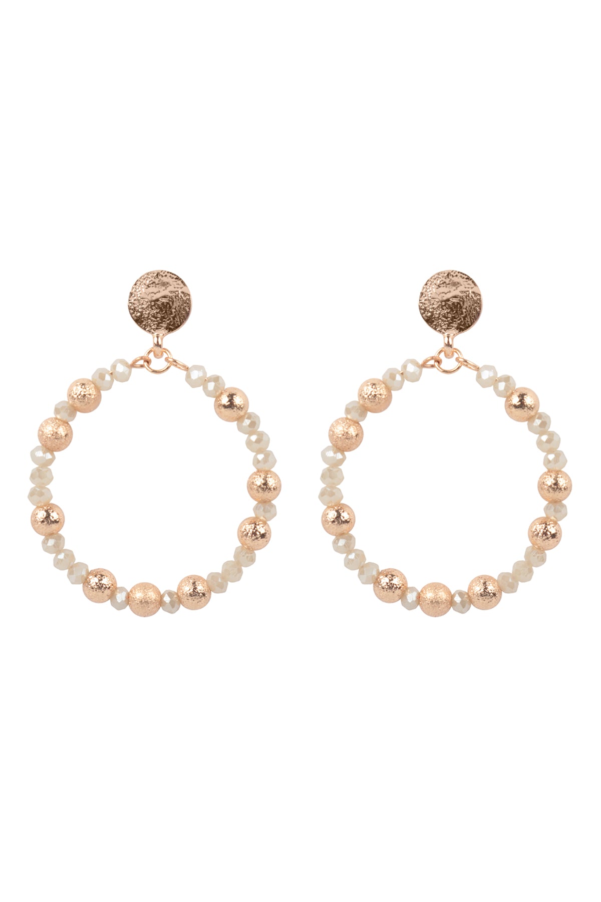 Rondelle Beads Round Post Earrings Ivory