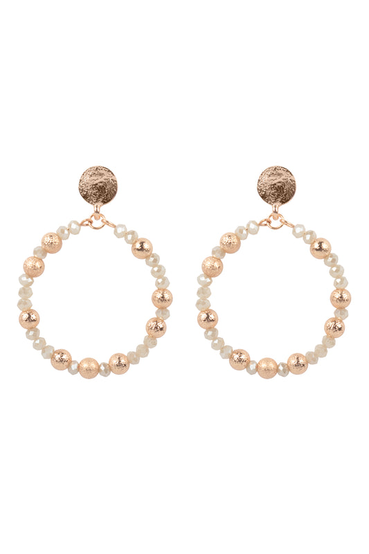 Rondelle Beads Round Post Earrings Ivory