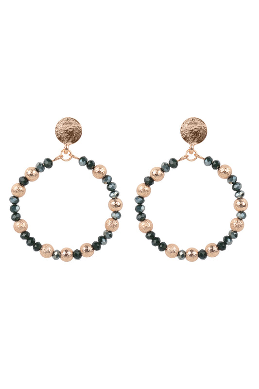 Rondelle Beads Round  Post Earrings Teal