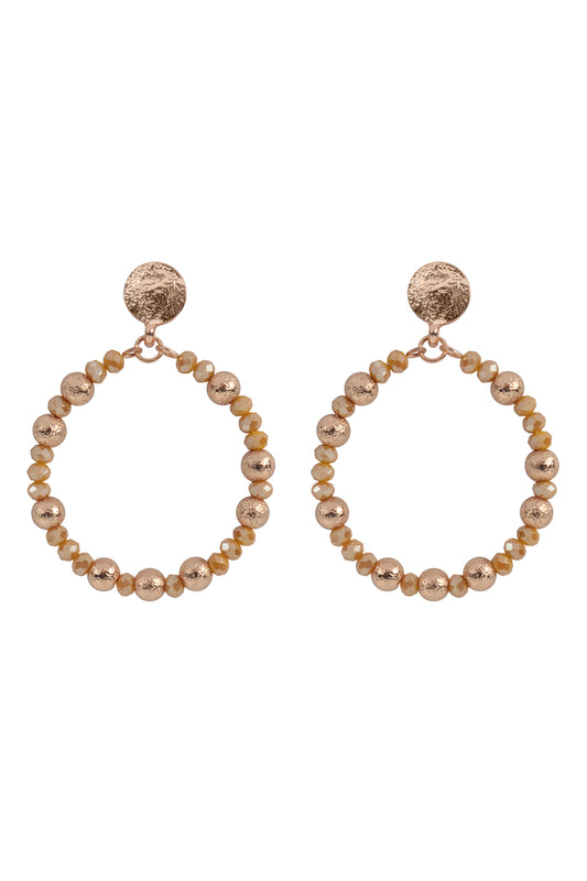 Rondelle Beads Round Post Earrings Yellow