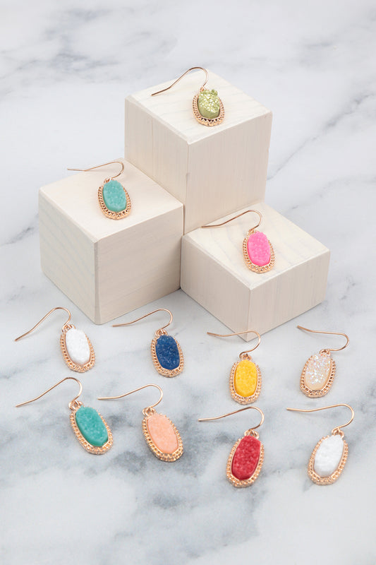 Druzy Stone Oval Earrings