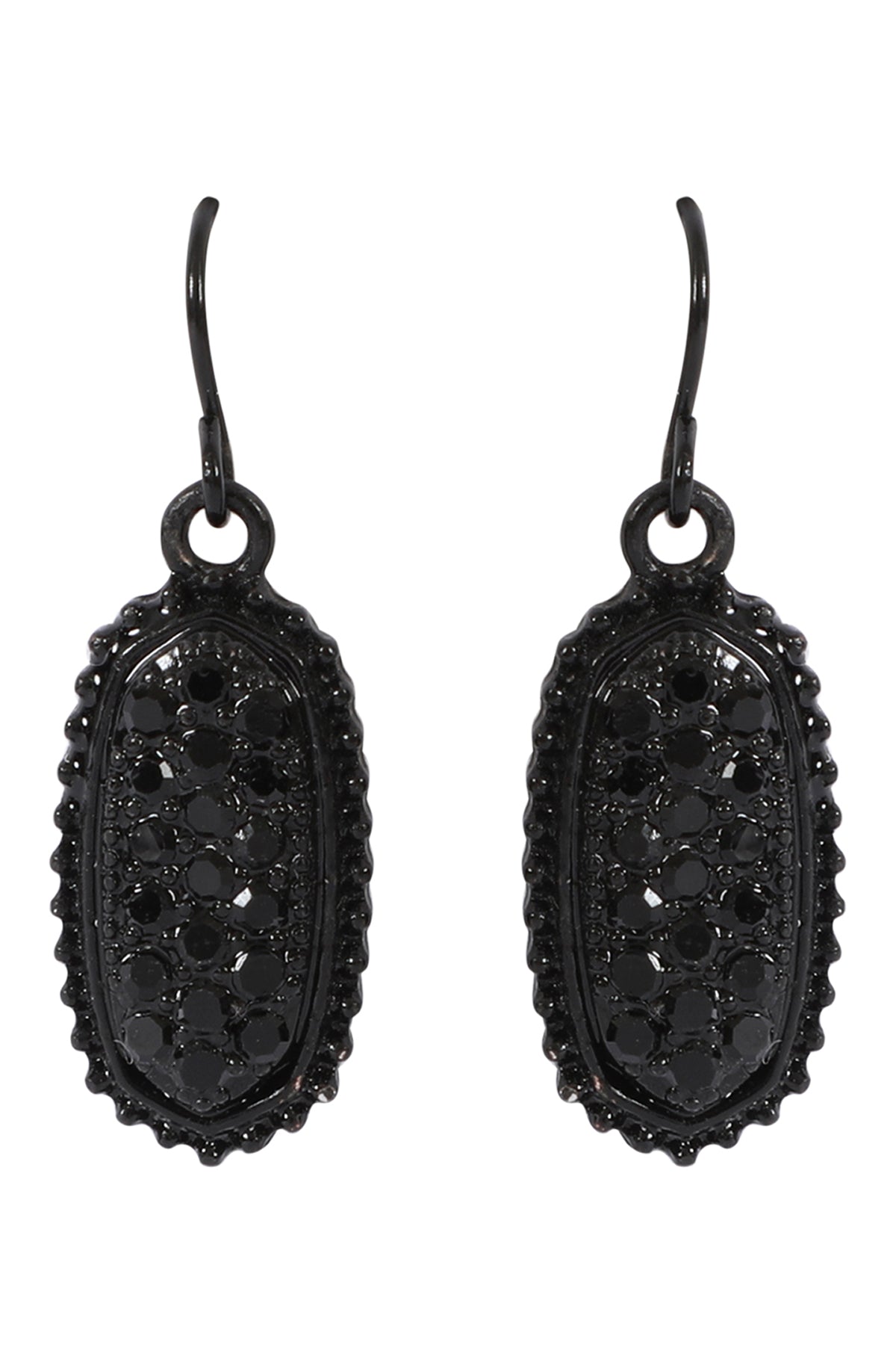 Black Oval texture Pave Rhinestone Classic Earrings
