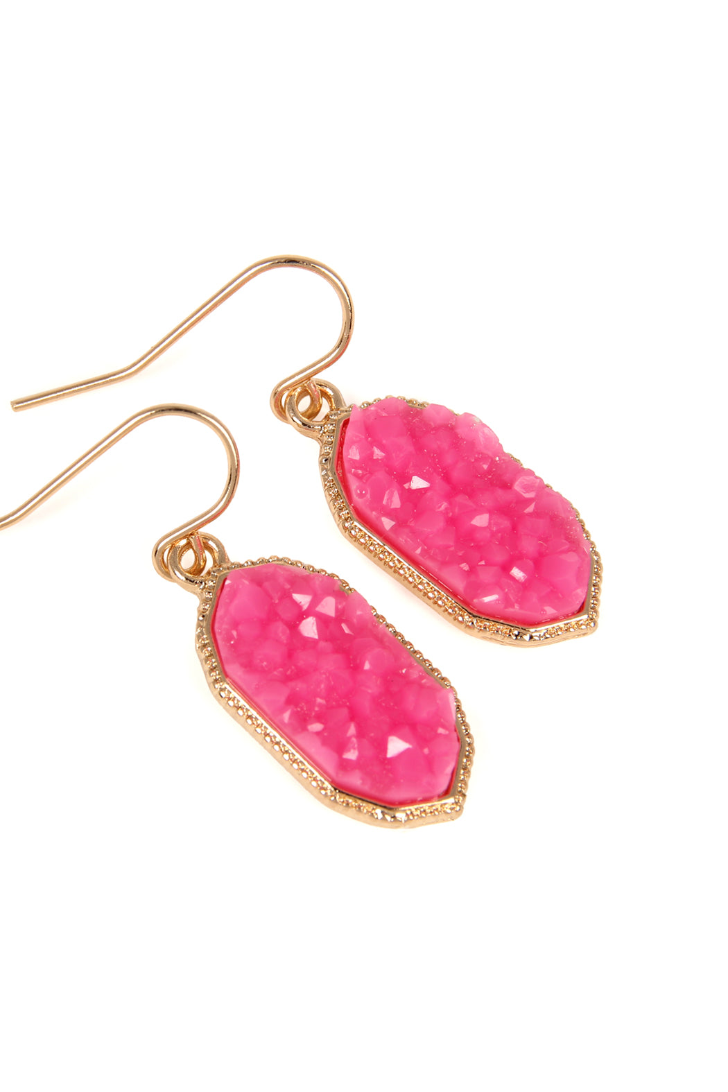 Pink Druzy Drop Earrings