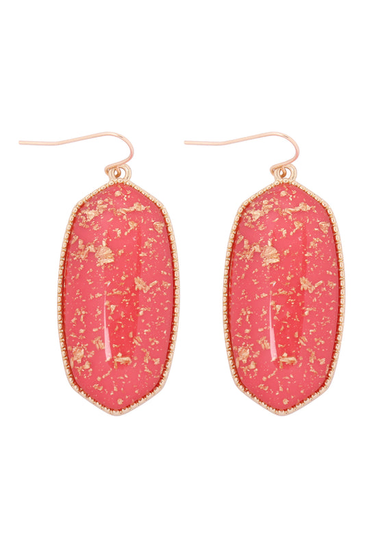 Oval Stone W/ Gold Specks Earrings
