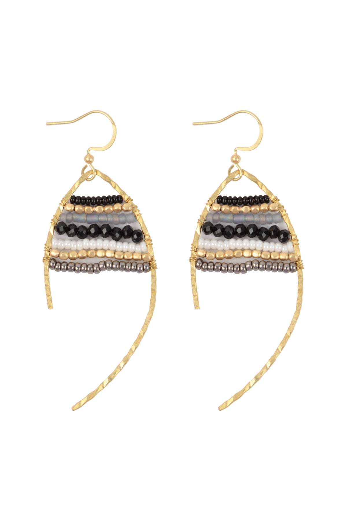 Wired Mix Beads Dangle Fish Hook Earrings