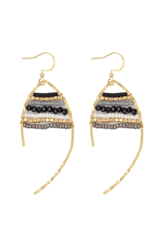 Wired Mix Beads Dangle Fish Hook Earrings