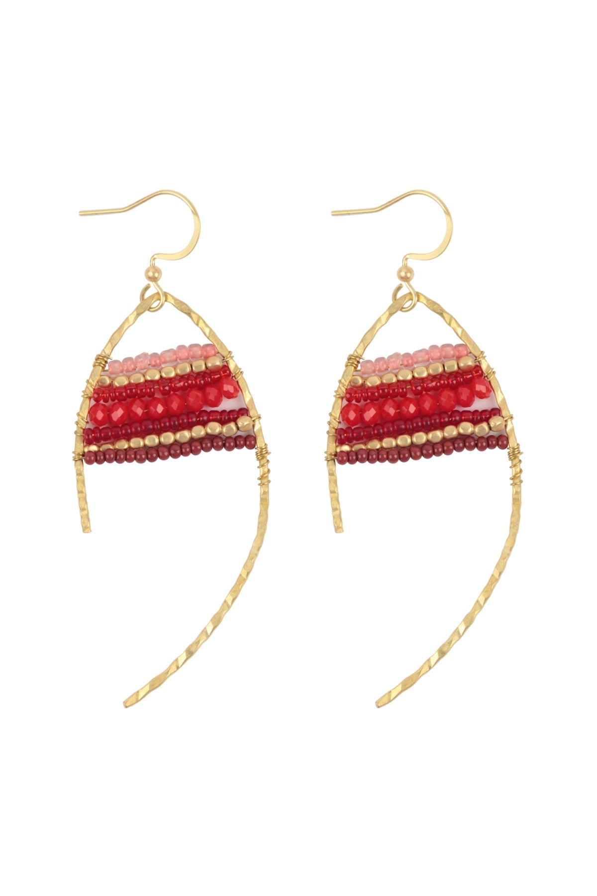 Wired Mix Beads Dangle Fish Hook Earrings