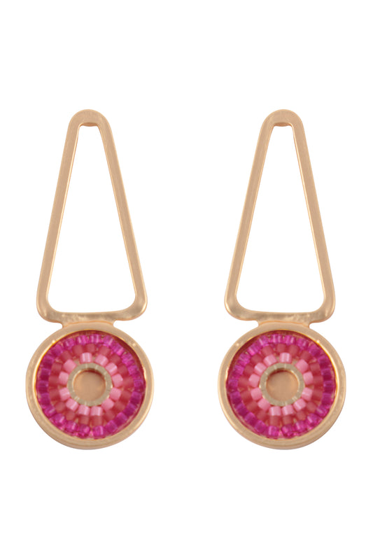 Geometric Seed Beads Drop Earrings Fuchsia