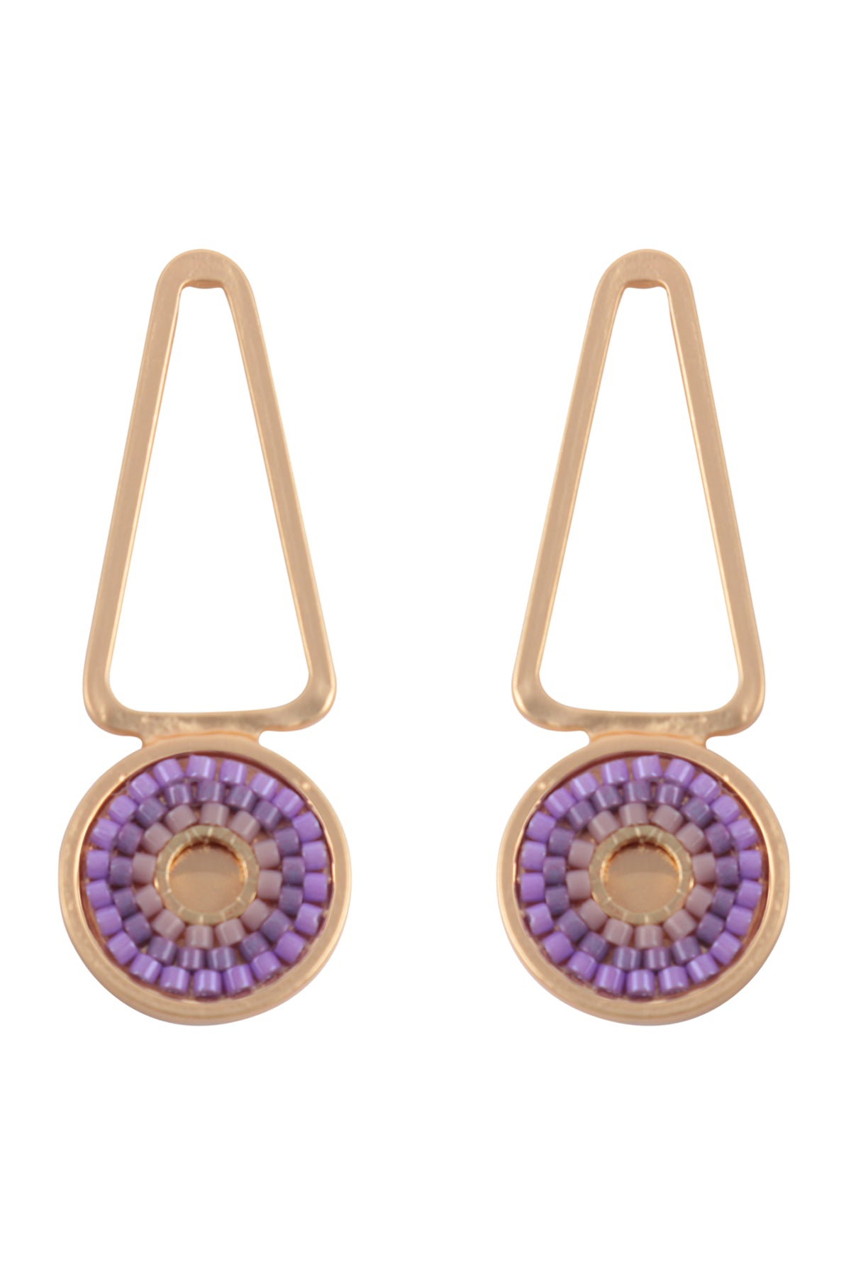 Geometric Seed Beads Drop Earrings Purple