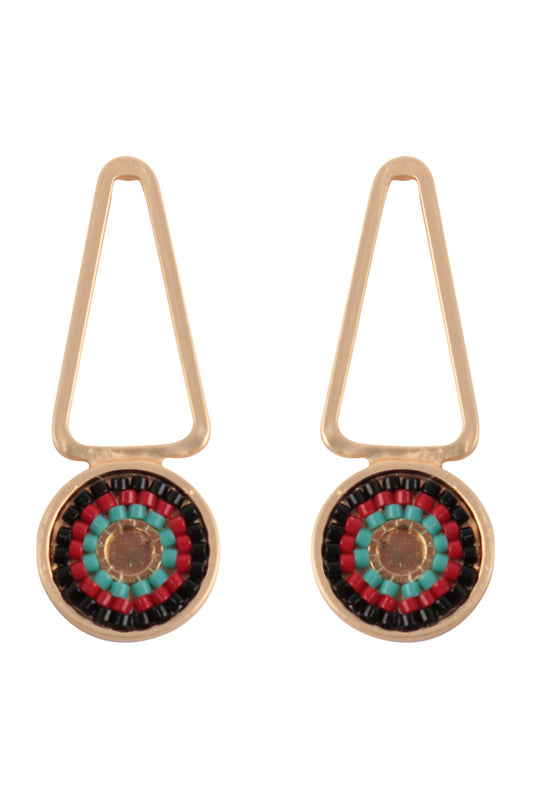 Geometric Seed Beads Drop Earrings Tur2uoise