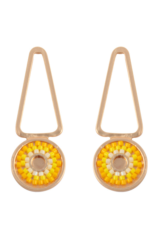 Geometric Seed Beads Drop Earrings Yellow