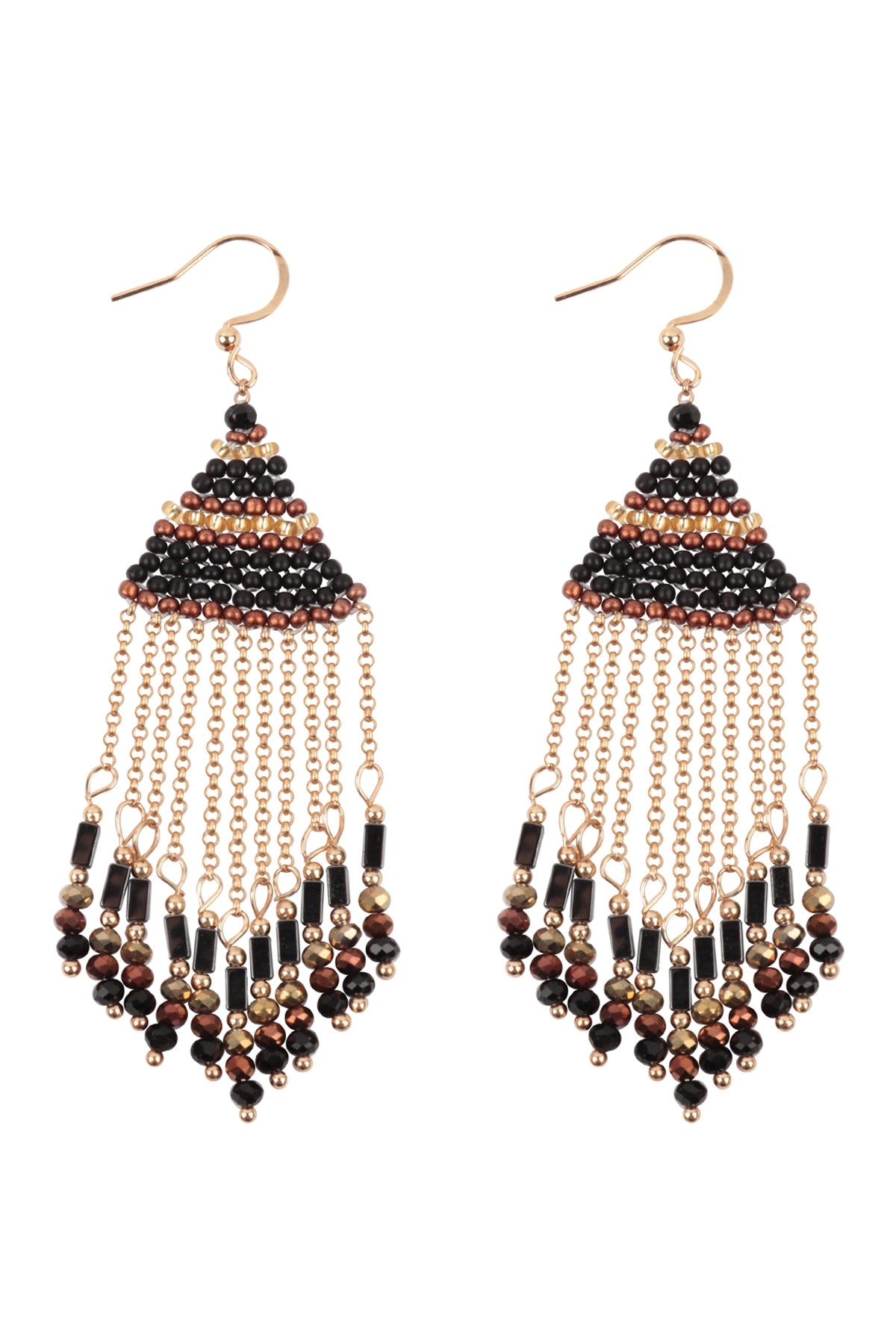 Boho Chain Fringe Drop Hook Earrings