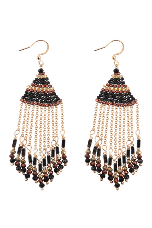 Boho Chain Fringe Drop Hook Earrings