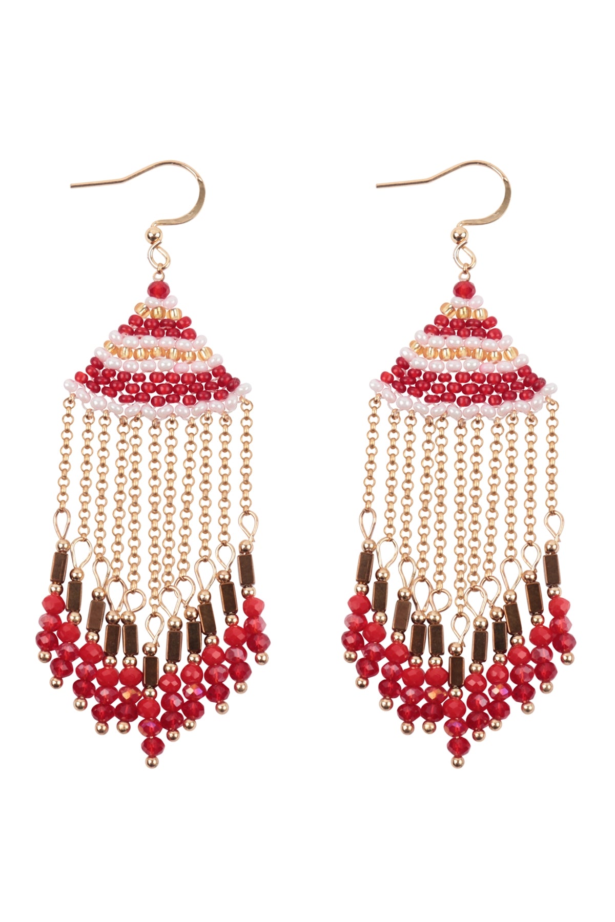 Boho Chain Fringe Drop Hook Earrings