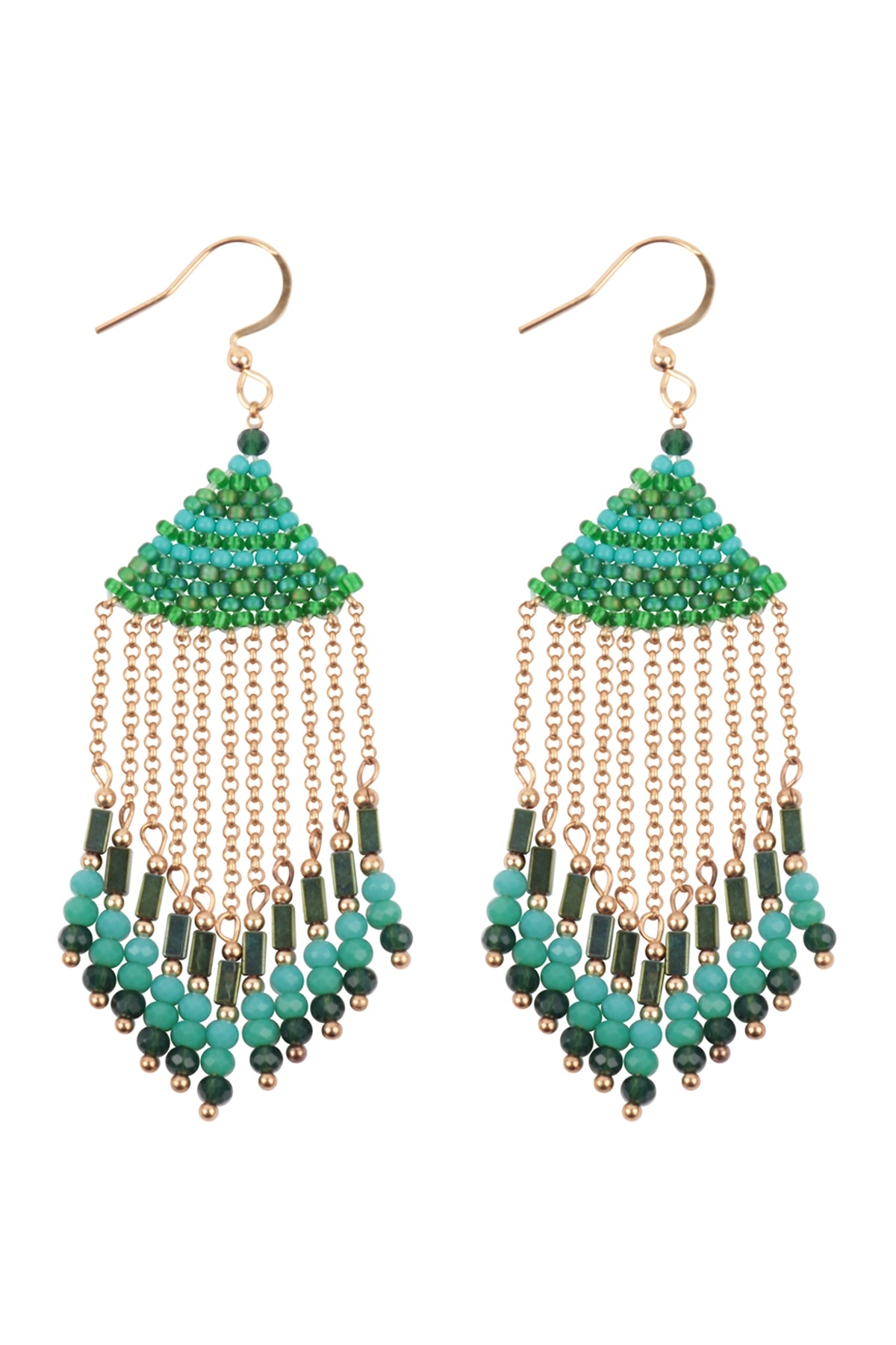 Boho Chain Fringe Drop Hook Earrings