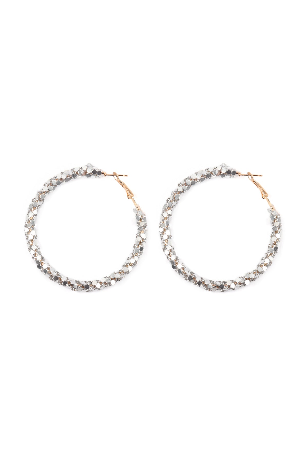 Rhinestone Wrapped Hoop Earrings Black