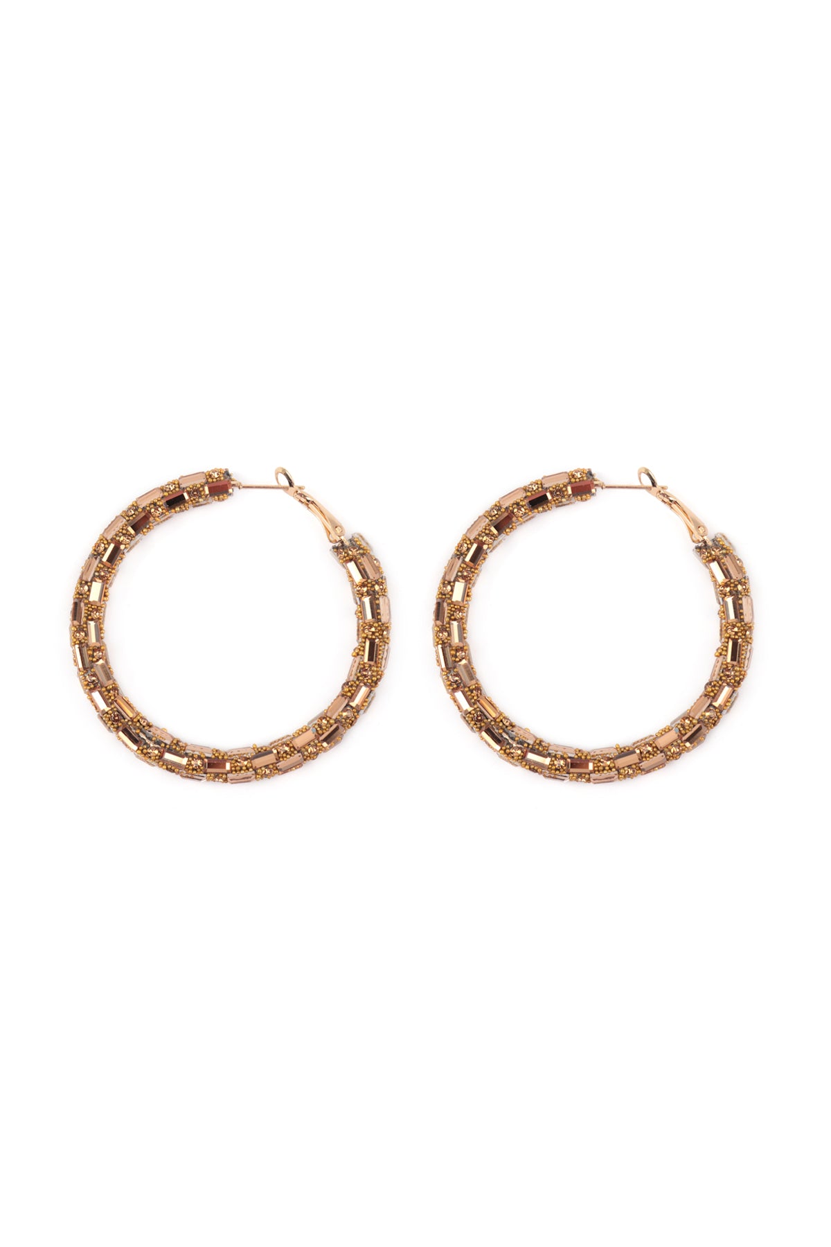 Multi Stone Wrap Beads Hoop Earrings Gold