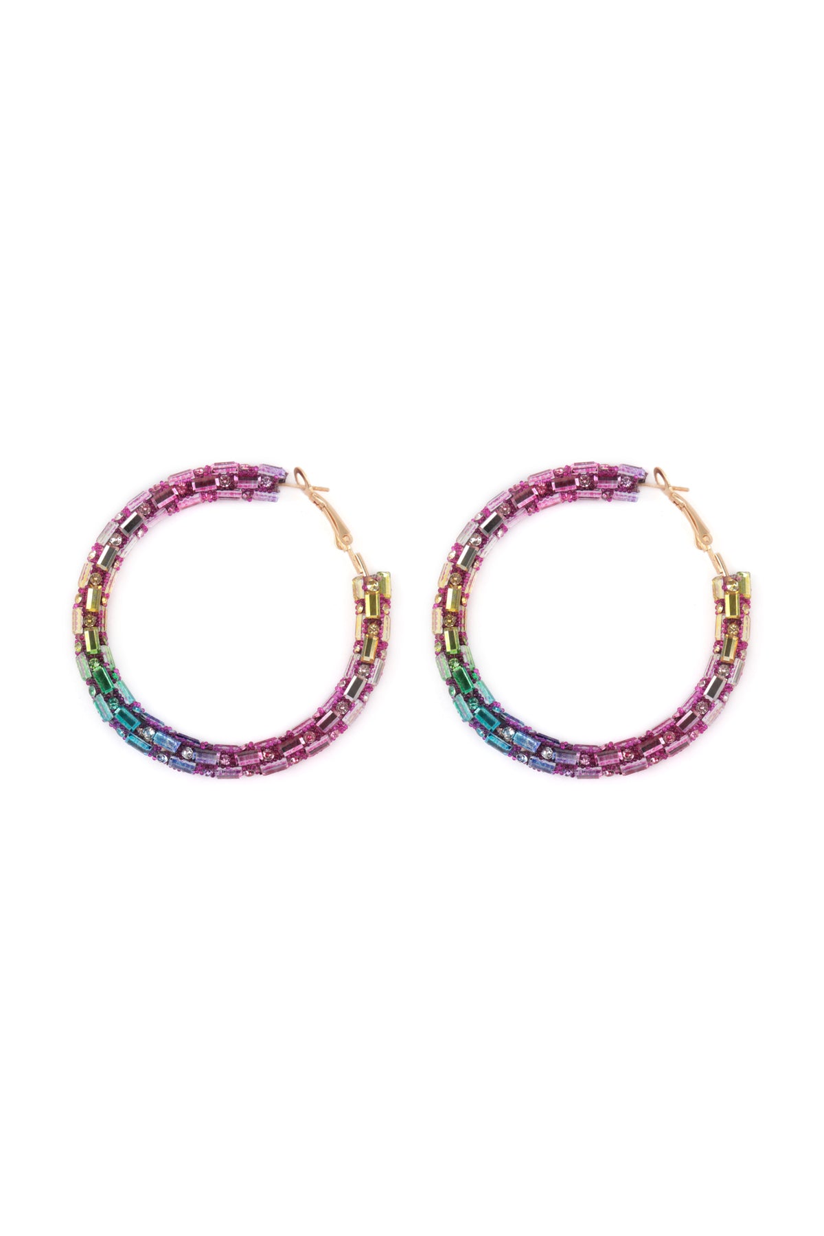 Multi Stone Wrap Beads Hoop Earrings Multicolor