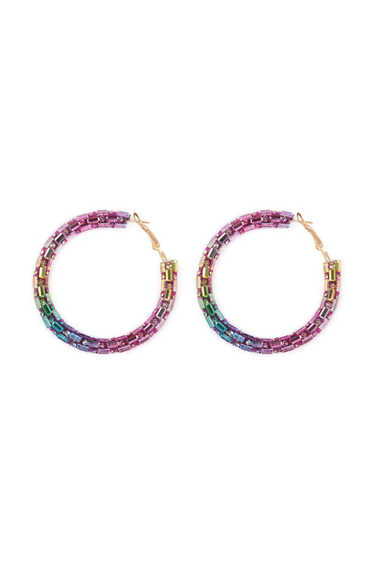 Multi Stone Wrap Beads Hoop Earrings Multicolor