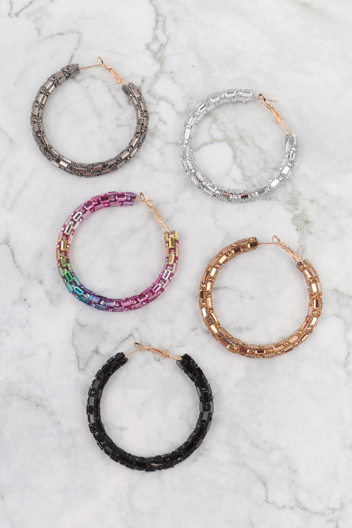 Multi Stone Wrap Beads Hoop Earrings