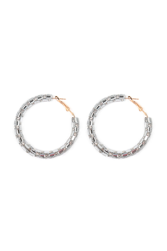 Multi Stone Wrap Beads Hoop Earrings Silver