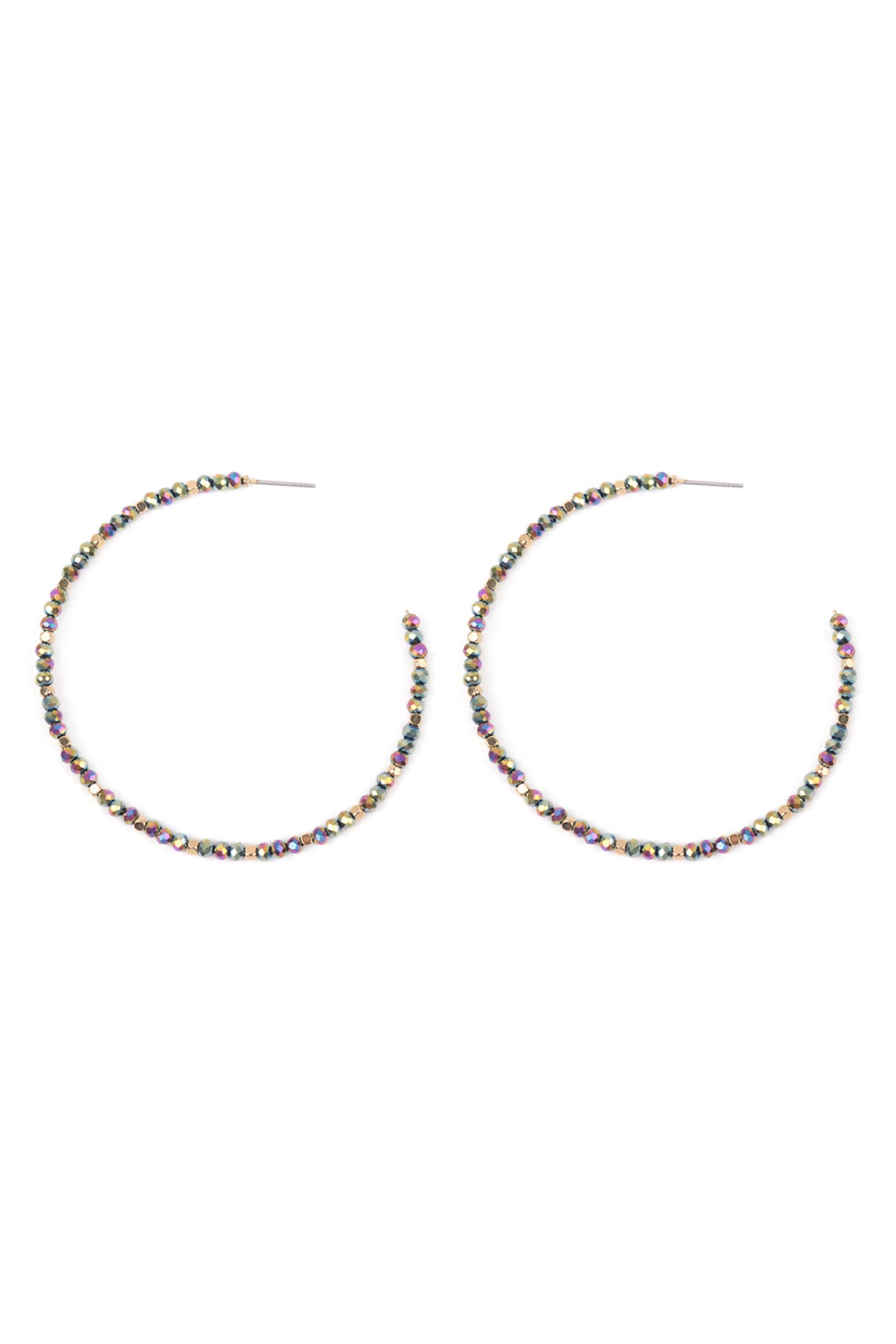 Rondelle Beads Hoop Earrings Hematite AB