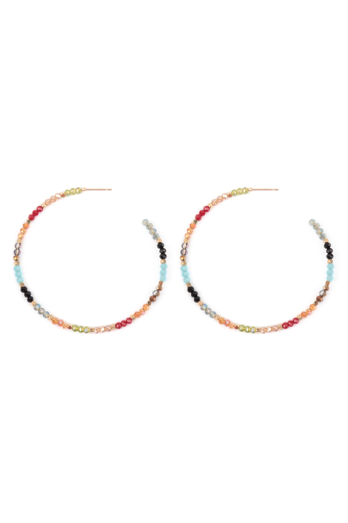 Rondelle Beads Hoop Earrings Multicolor