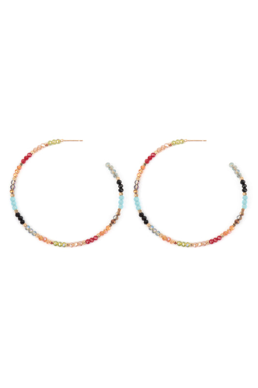 Rondelle Beads Hoop Earrings Multicolor