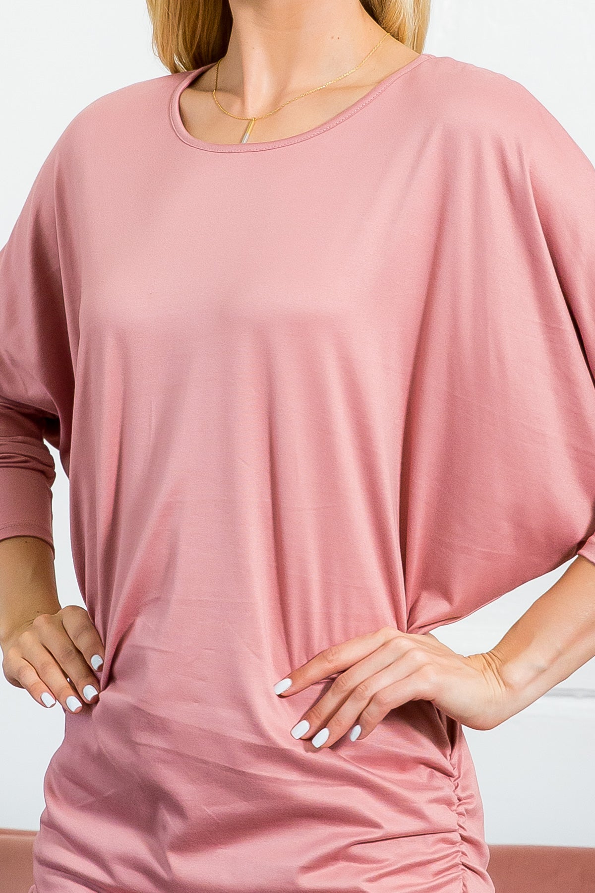 Plus Size Long Dolman Sleeve Solid  Top