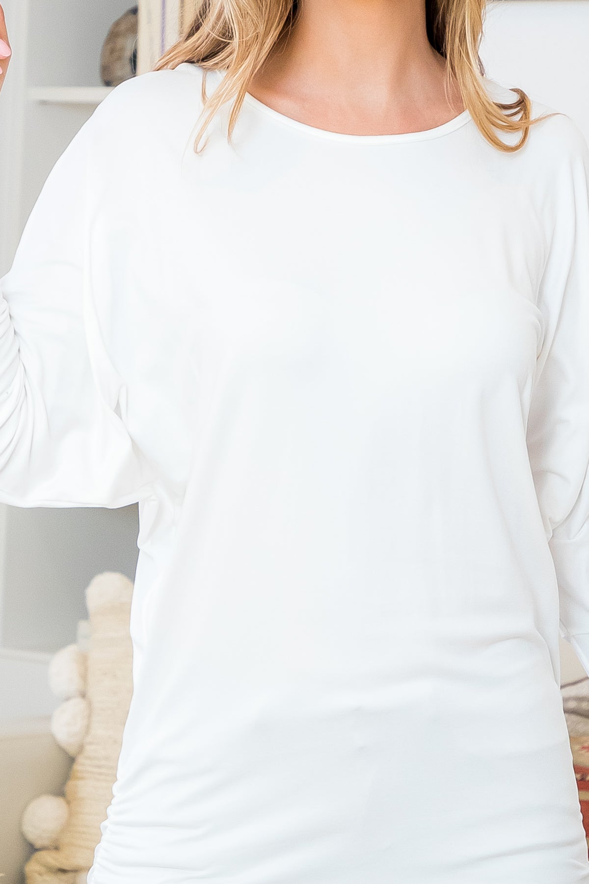 Solid Long Dolman Sleeve Tunnel Detail Top