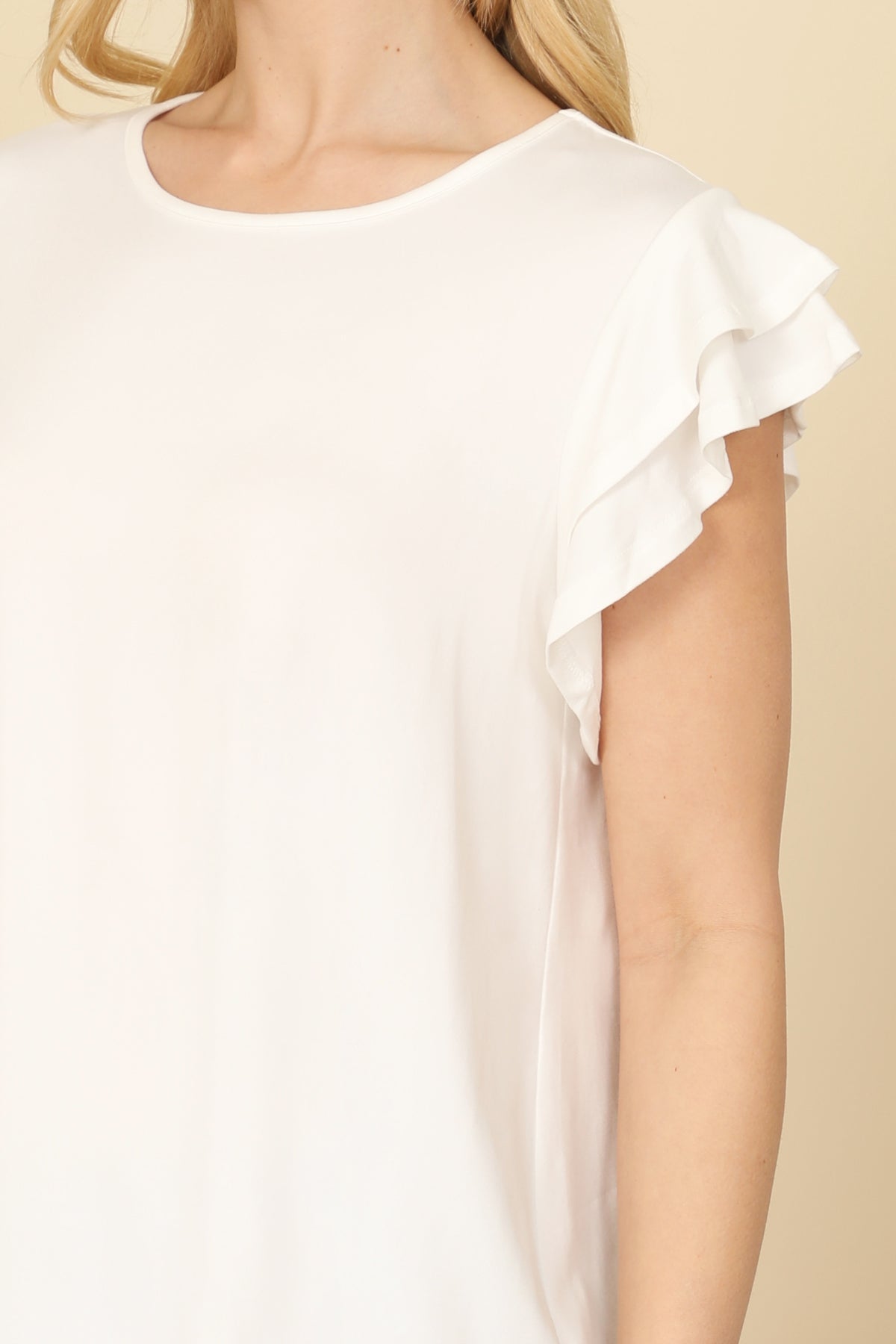 Layered Ruffle Short Sleeve Solid Top