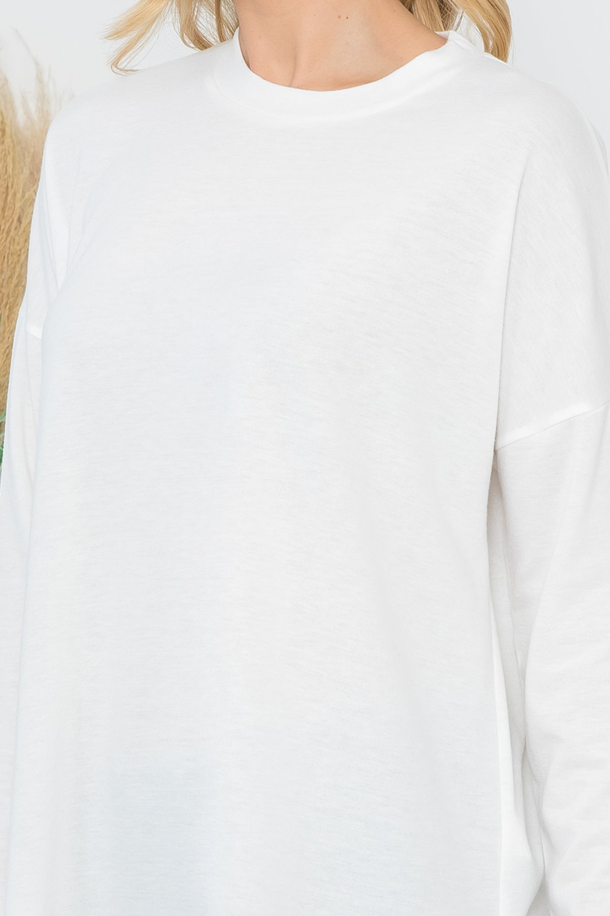 Long Sleeve French Terry Rounded Hem Top