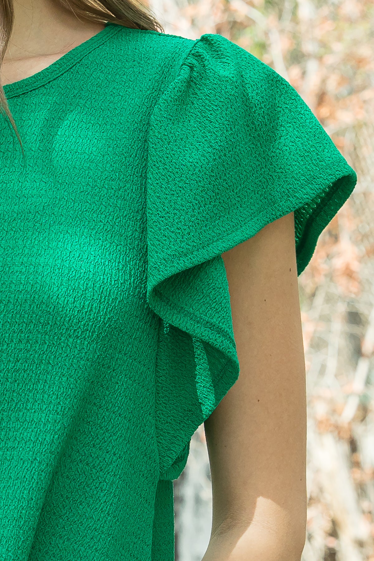 Butterfly Sleeve Textured Solid Top
